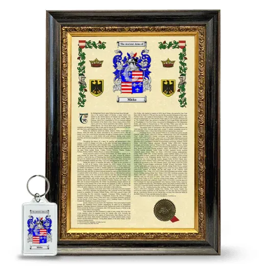 Micka Framed Armorial History and Keychain - Heirloom