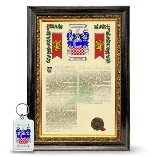 Micklewhite Framed Armorial History and Keychain - Heirloom