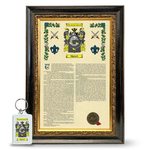 Mignault Framed Armorial History and Keychain - Heirloom