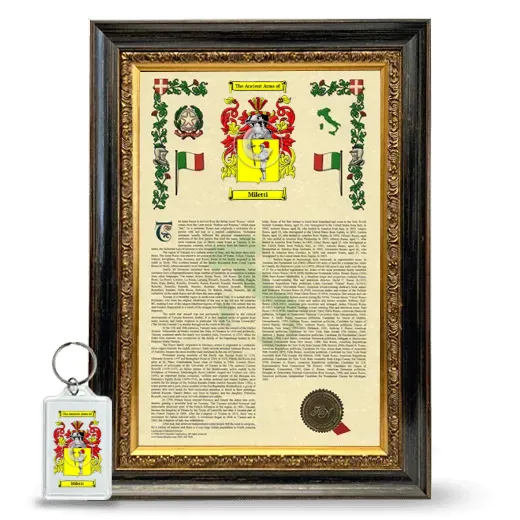 Miletti Framed Armorial History and Keychain - Heirloom