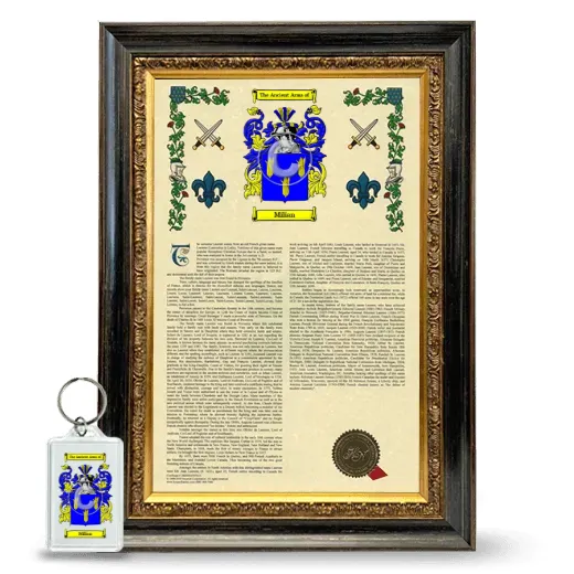 Milian Framed Armorial History and Keychain - Heirloom