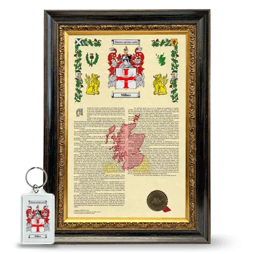 Millars Framed Armorial History and Keychain - Heirloom