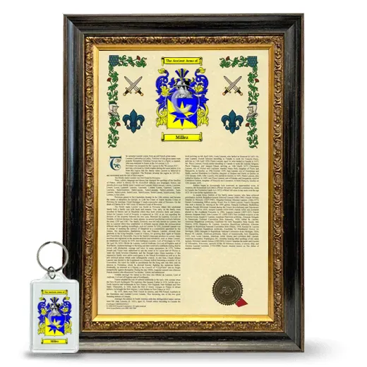 Millez Framed Armorial History and Keychain - Heirloom