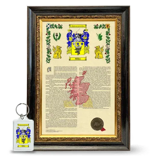 Millyn Framed Armorial History and Keychain - Heirloom