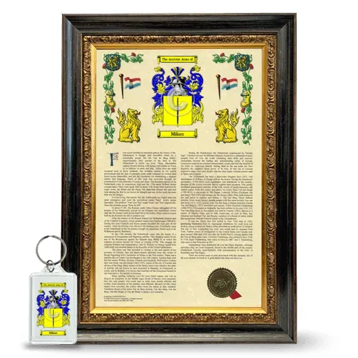 Milner Framed Armorial History and Keychain - Heirloom