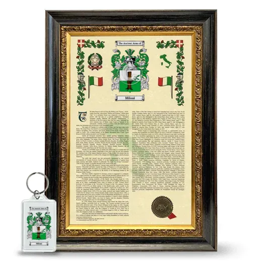 Miloni Framed Armorial History and Keychain - Heirloom