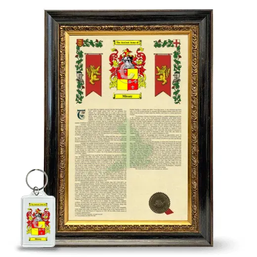 Missay Framed Armorial History and Keychain - Heirloom
