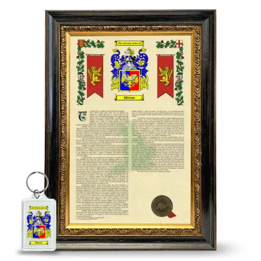 Mittent Framed Armorial History and Keychain - Heirloom