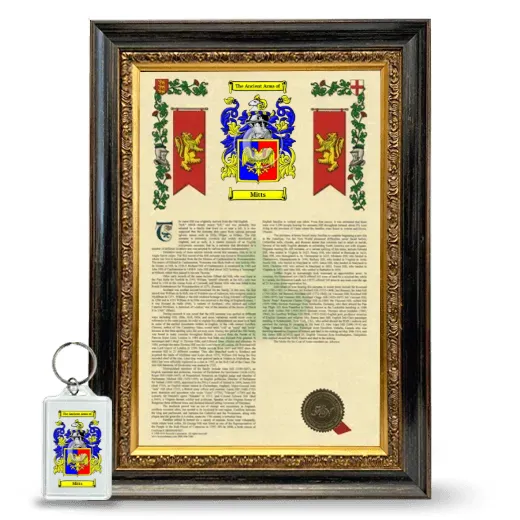 Mitts Framed Armorial History and Keychain - Heirloom