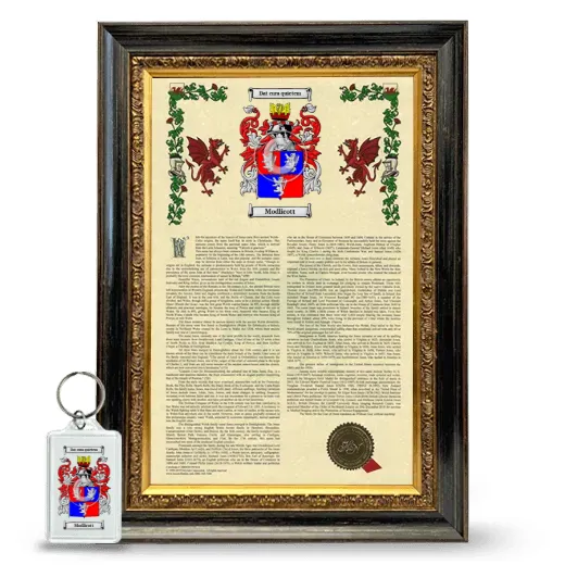 Modlicott Framed Armorial History and Keychain - Heirloom