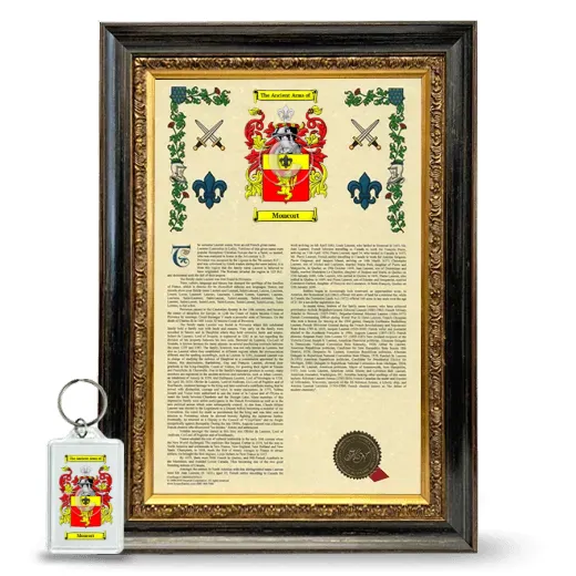 Moncort Framed Armorial History and Keychain - Heirloom