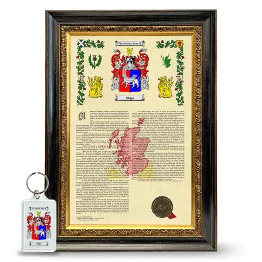 Mops Framed Armorial History and Keychain - Heirloom