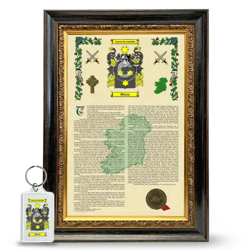 Moran Framed Armorial History and Keychain - Heirloom