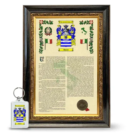 Moresi Framed Armorial History and Keychain - Heirloom