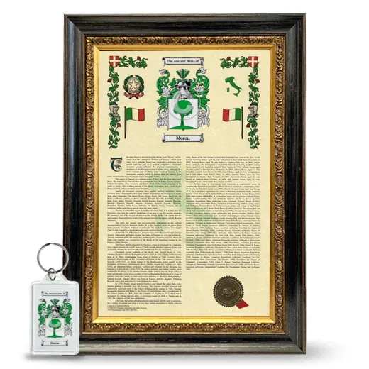 Moron Framed Armorial History and Keychain - Heirloom