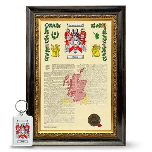 Mortin Framed Armorial History and Keychain - Heirloom