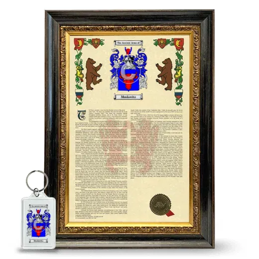 Moskovitz Framed Armorial History and Keychain - Heirloom
