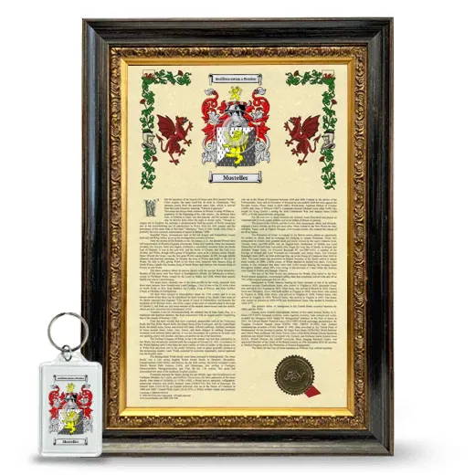 Mosteller Framed Armorial History and Keychain - Heirloom