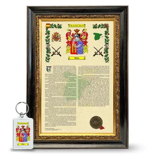 Moya Framed Armorial History and Keychain - Heirloom