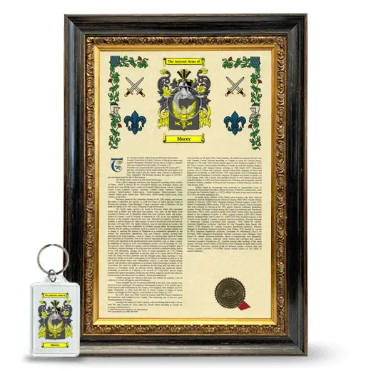 Mucey Framed Armorial History and Keychain - Heirloom