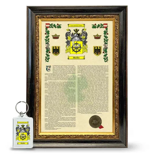 Mueller Framed Armorial History and Keychain - Heirloom