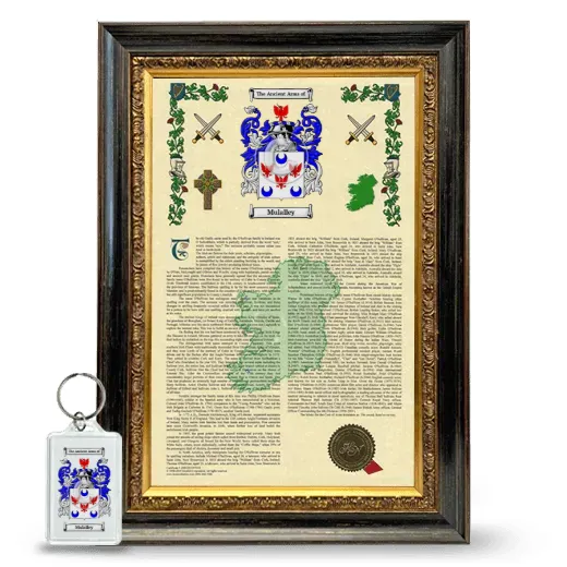 Mulalley Framed Armorial History and Keychain - Heirloom