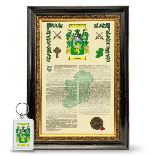 Mullady Framed Armorial History and Keychain - Heirloom