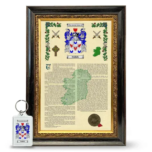 Mullally Framed Armorial History and Keychain - Heirloom