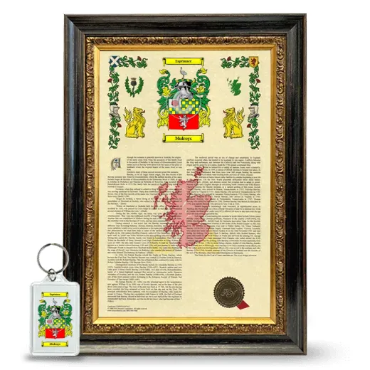 Mulroys Framed Armorial History and Keychain - Heirloom