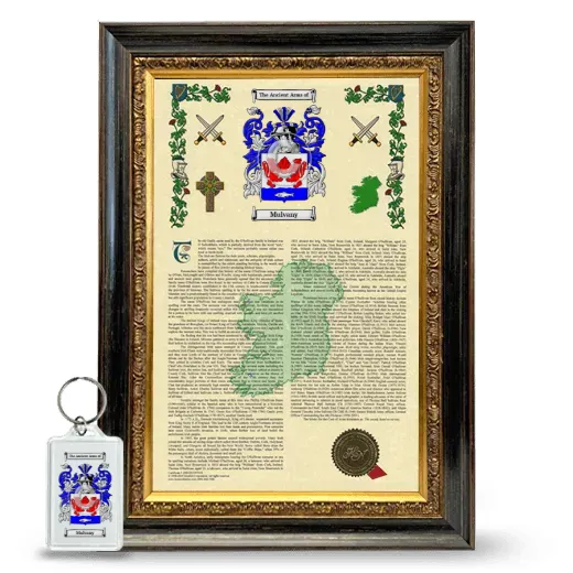 Mulvany Framed Armorial History and Keychain - Heirloom