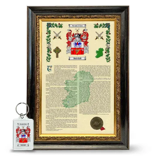 Mulvihill Framed Armorial History and Keychain - Heirloom