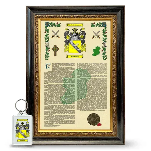 Munnelly Framed Armorial History and Keychain - Heirloom