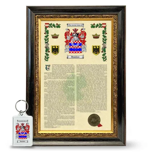 Munshaw Framed Armorial History and Keychain - Heirloom