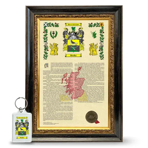 Murday Framed Armorial History and Keychain - Heirloom