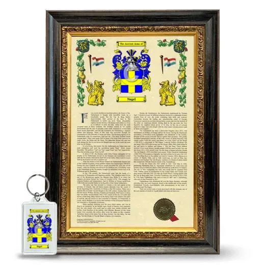 Nagel Framed Armorial History and Keychain - Heirloom