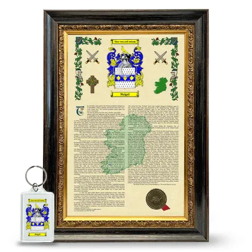 Naigel Framed Armorial History and Keychain - Heirloom