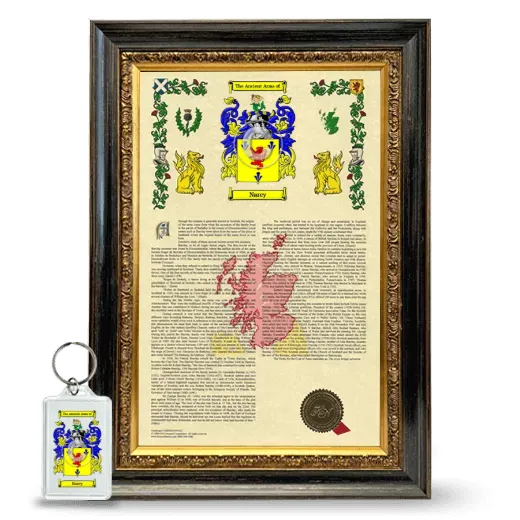 Narey Framed Armorial History and Keychain - Heirloom