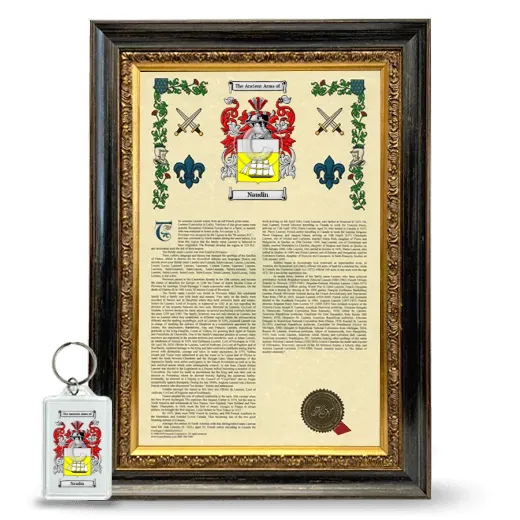 Naudin Framed Armorial History and Keychain - Heirloom