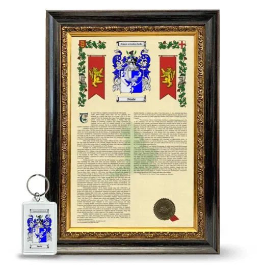 Neale Framed Armorial History and Keychain - Heirloom