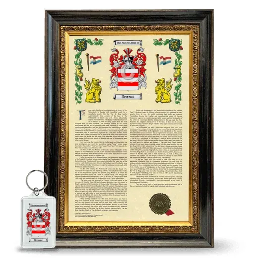 Neesome Framed Armorial History and Keychain - Heirloom