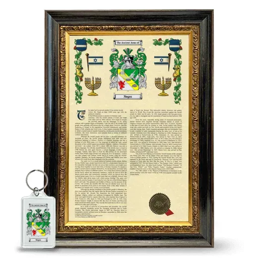 Neger Framed Armorial History and Keychain - Heirloom