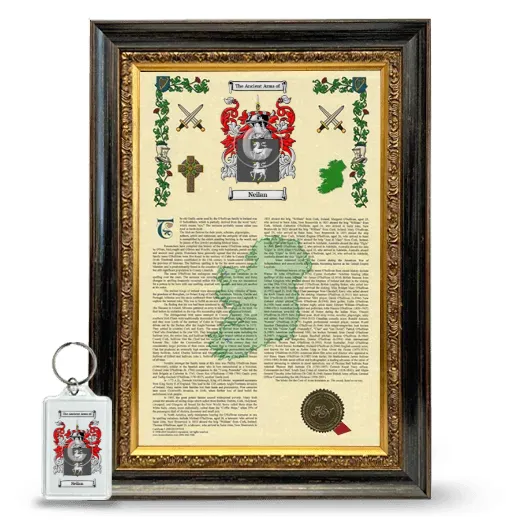 Neilan Framed Armorial History and Keychain - Heirloom