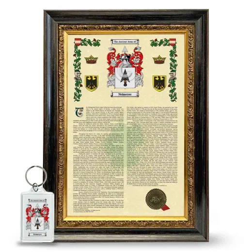 Neimeyer Framed Armorial History and Keychain - Heirloom