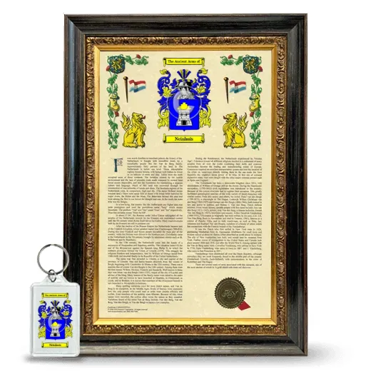 Neinhuis Framed Armorial History and Keychain - Heirloom