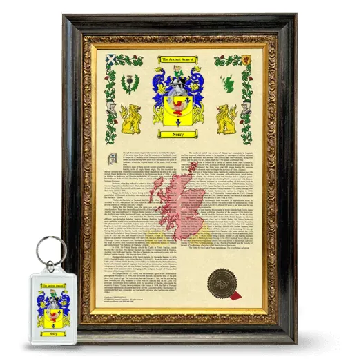 Nerry Framed Armorial History and Keychain - Heirloom