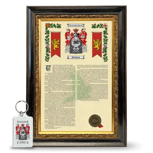 Nettleton Framed Armorial History and Keychain - Heirloom