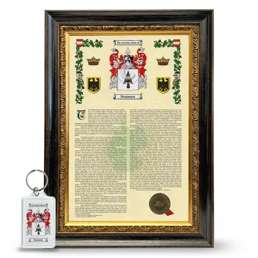 Neumeyer Framed Armorial History and Keychain - Heirloom