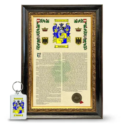 Niederman Framed Armorial History and Keychain - Heirloom