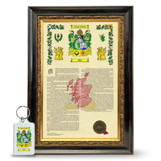 Niel Framed Armorial History and Keychain - Heirloom