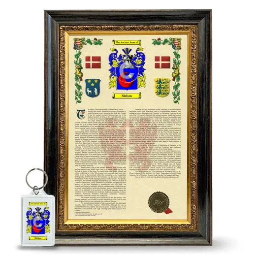 Nielsen Framed Armorial History and Keychain - Heirloom